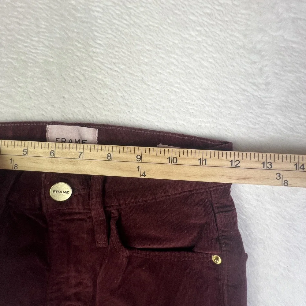 Frame Jeans‎ Womens 25 Dark Red Le High Skinny Corduroy High Rise Ankle Slim - Picture 6 of 10